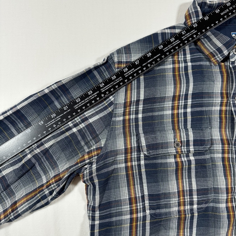 Kuhl The Law Flannel Men's Sz M Blue Plaid Flannel Long Sleeve Button Down Shirt - Picture 5 of 9